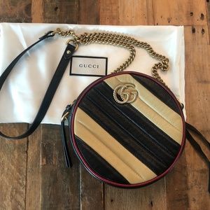 Gucci GG Marmont Mini Round Calfskin Matelasse Sho